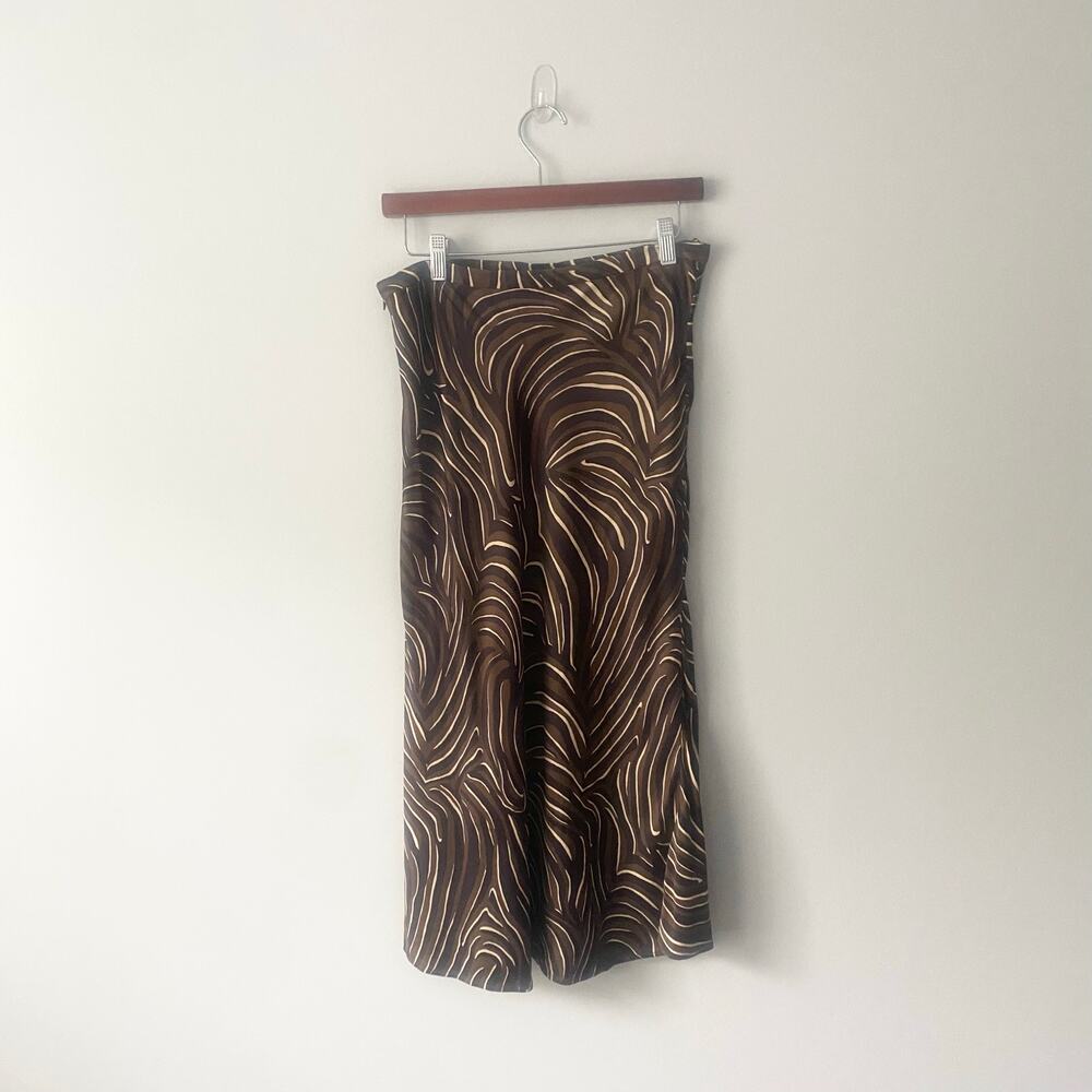 J. McLaughlin Louisa May Skirt Zambria Bias Black Brown Midi‎ Size 8 - Picture 3 of 7